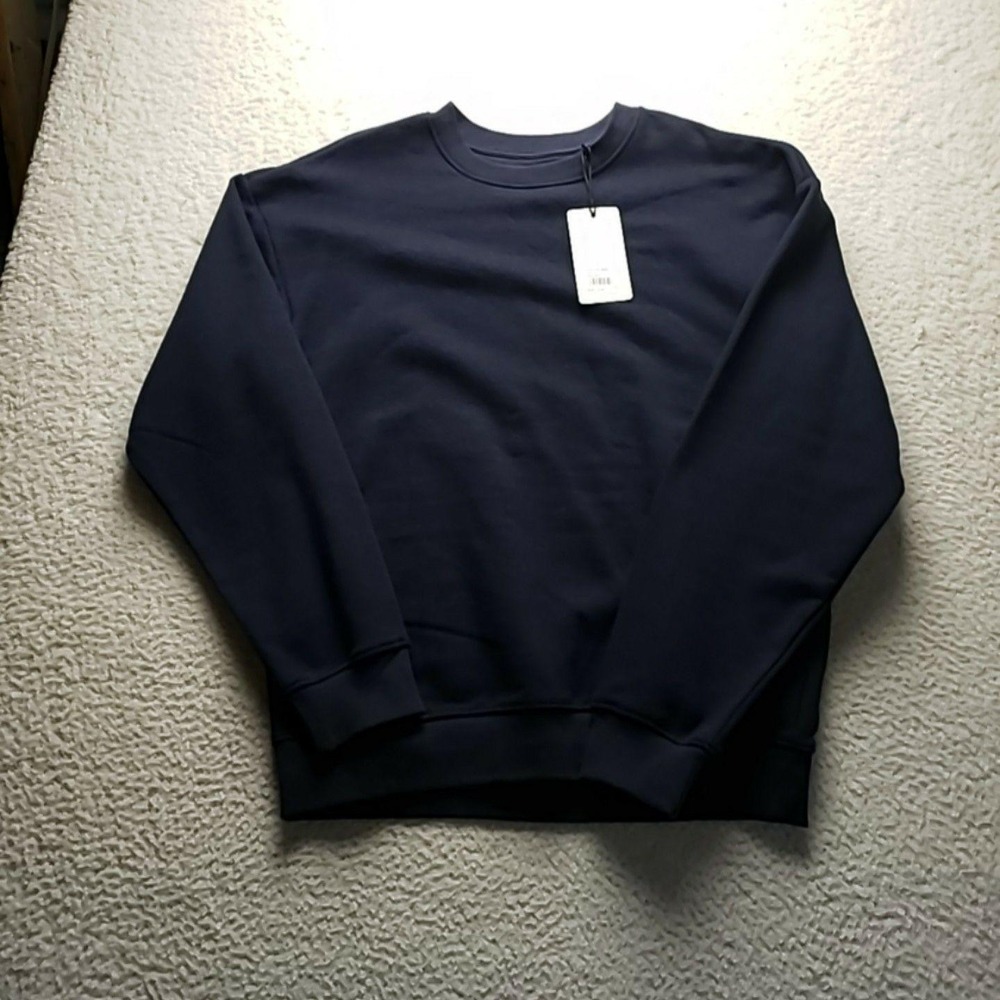 Paper Denim & Cloth Sweatshirt Mens Large Navy Crewneck Pullover Relaxed Fit